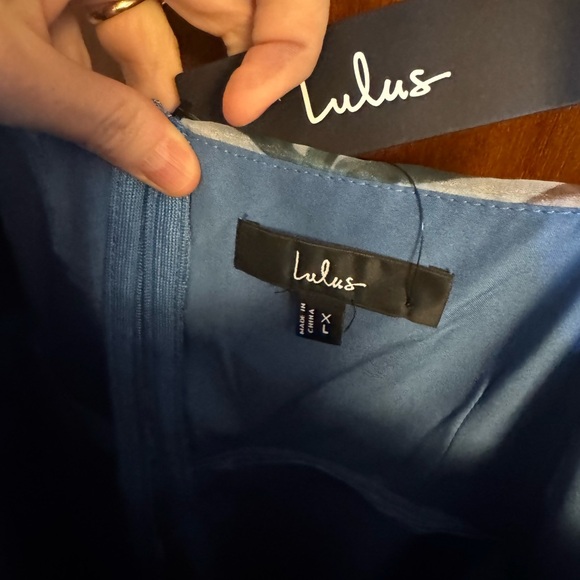 Lulu's Blue Floral Midi Dress with Spaghetti Straps - Picture 4 of 4